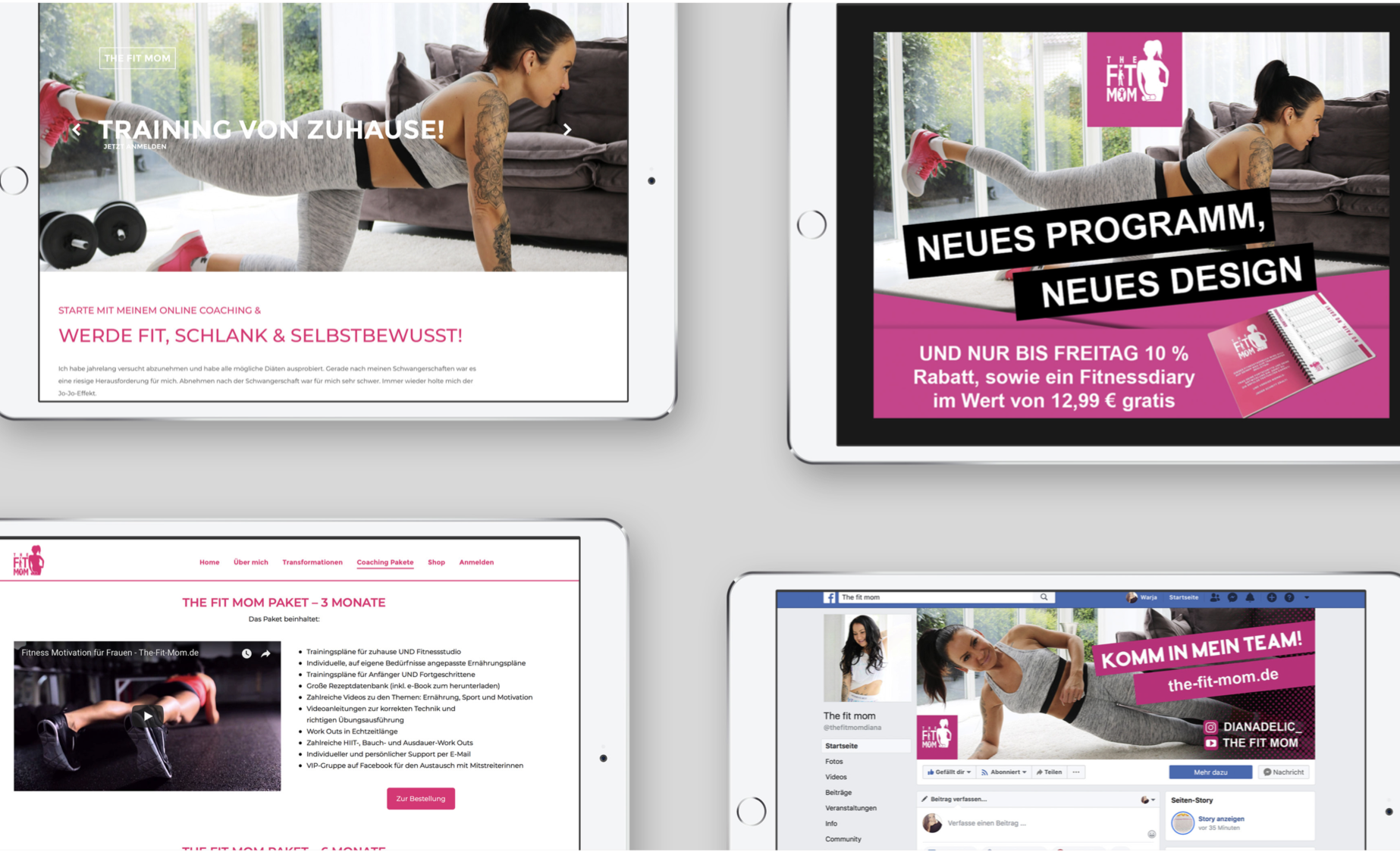 The Fit Mom Redesign der Webseite