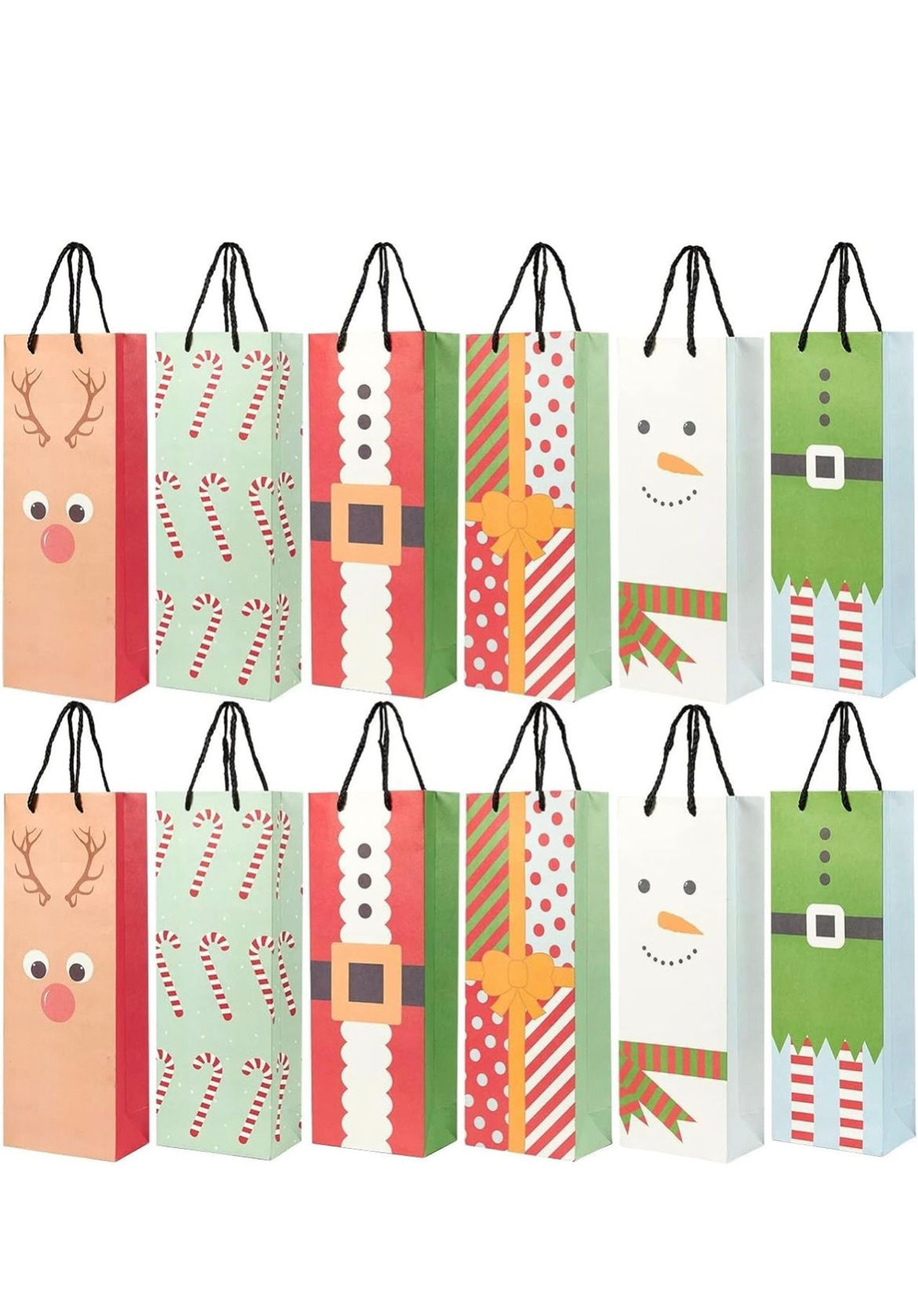 24 Pack Christmas Wine Gift Bags with Handles