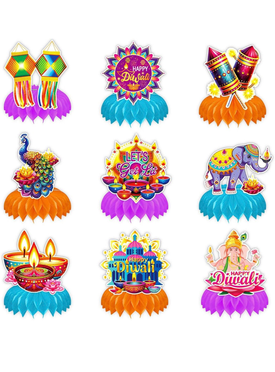 Konsait 9Pcs Diwali Table Decorations