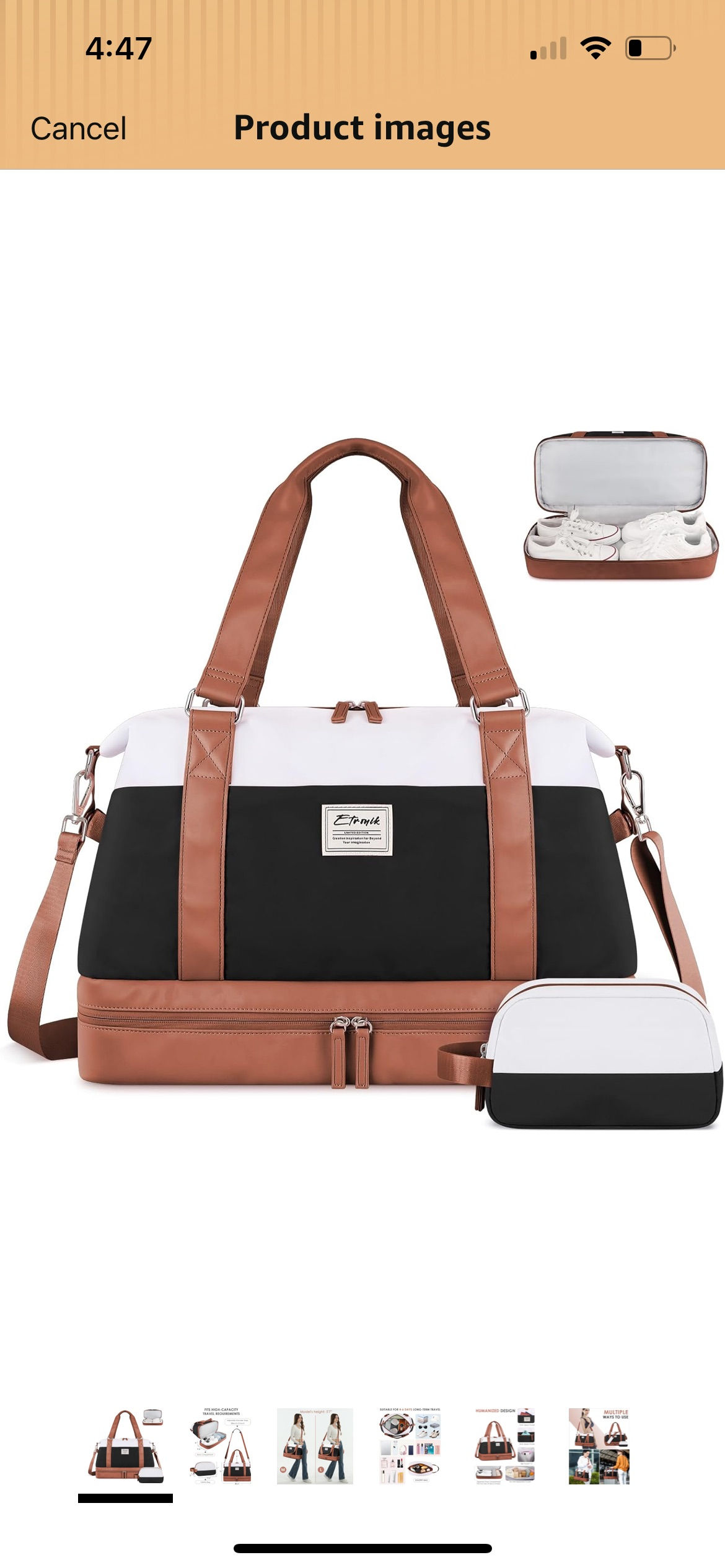 Large travel duffel bag