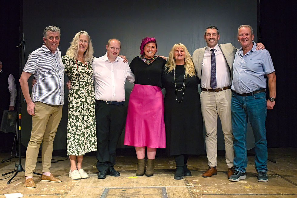 The funders for the 2025 CH64 Community Volunteer awards. From left to right, Cllr Keith Millar, Cllr Louise Gittins, Kris Mcfarlane (Shop4Neston), Rachael Furey (NCYC), Paula Prytherch (NCYC), Barry Rylance (NCYC), Cllr Martin Barker.