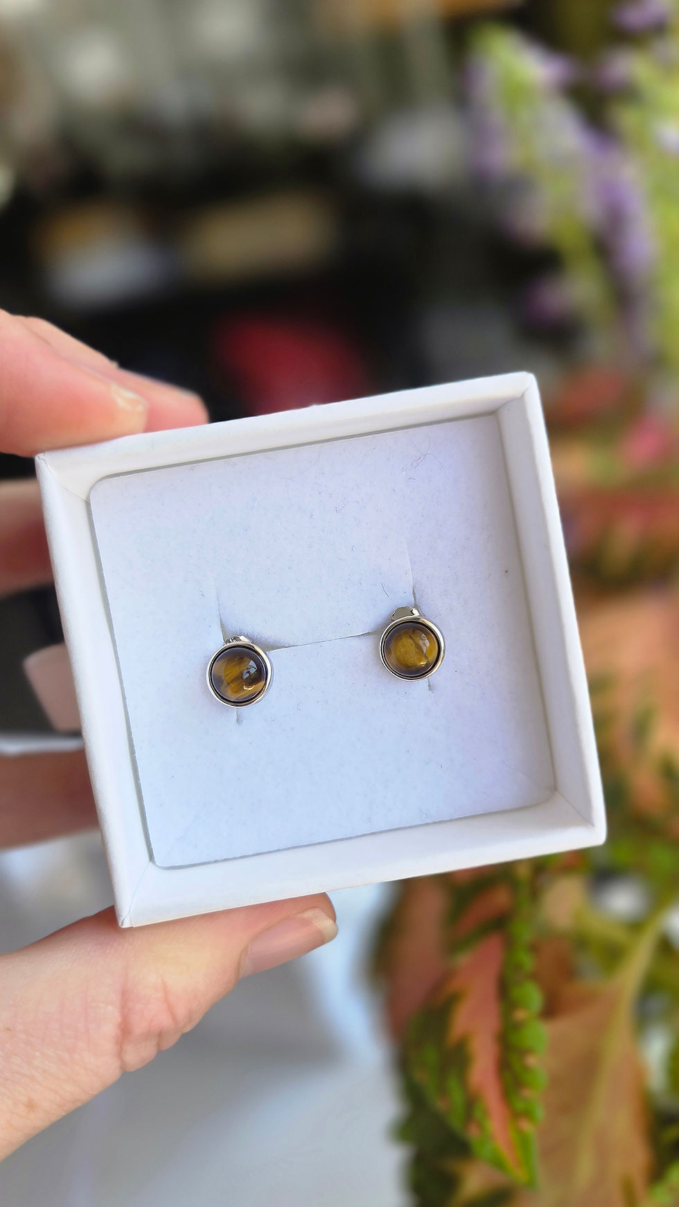 Tigers Eye stud earrings (925 silver)