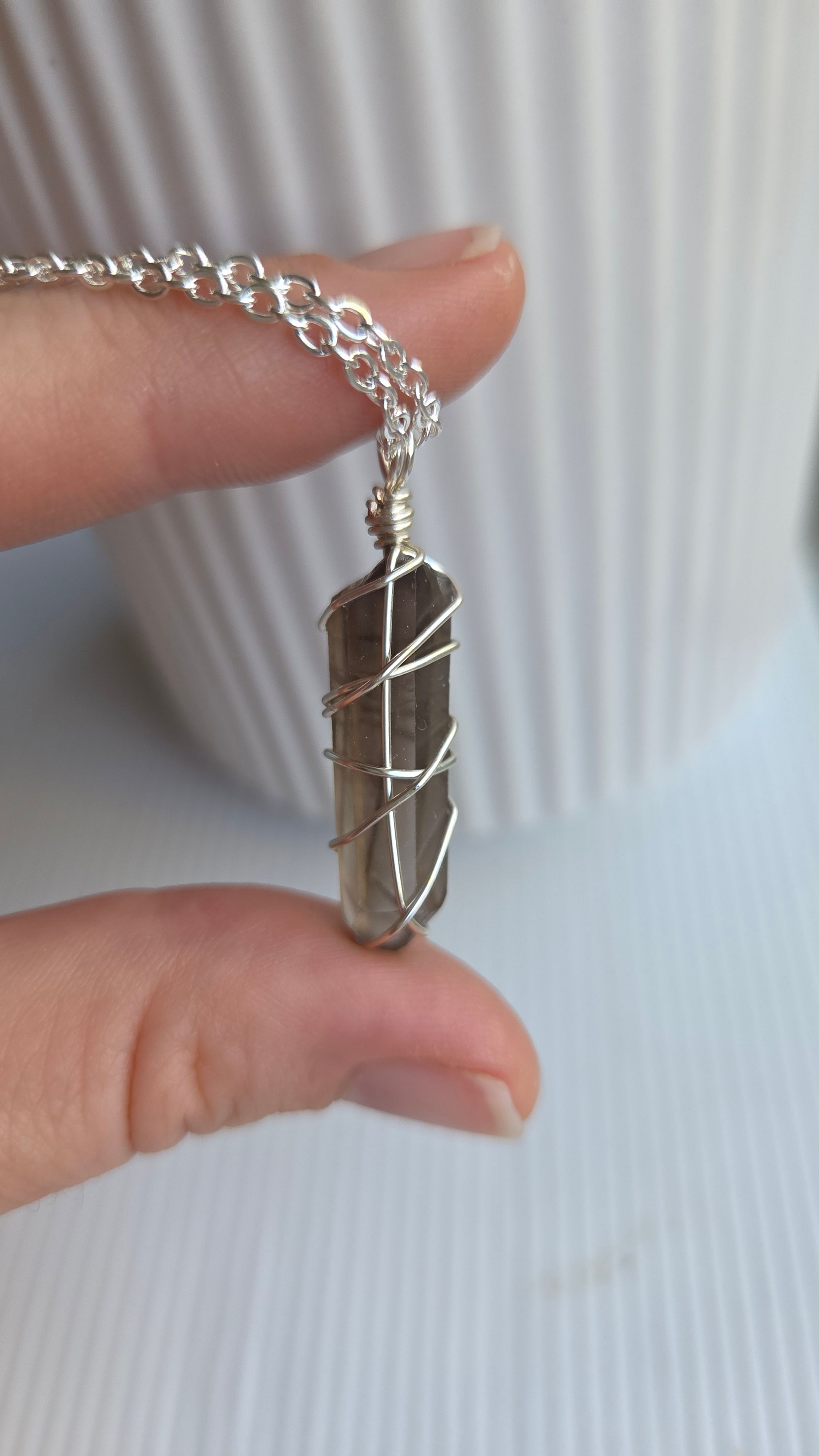 Smoky Quartz - Silver (22"/56cm)