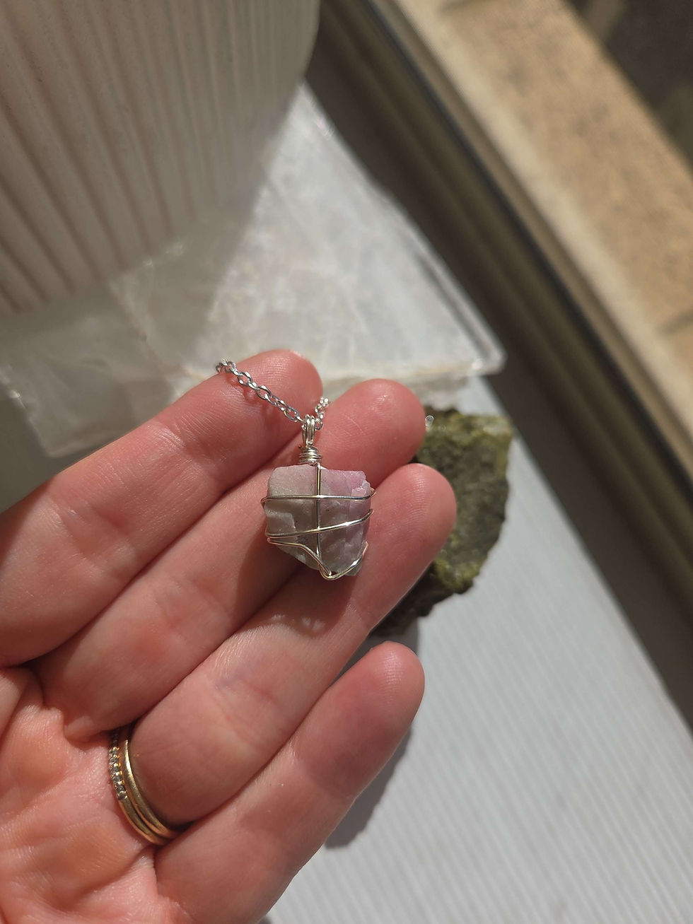 Thumbnail: Pink Tourmaline with Green Tourmaline - Silver (22"/56cm)