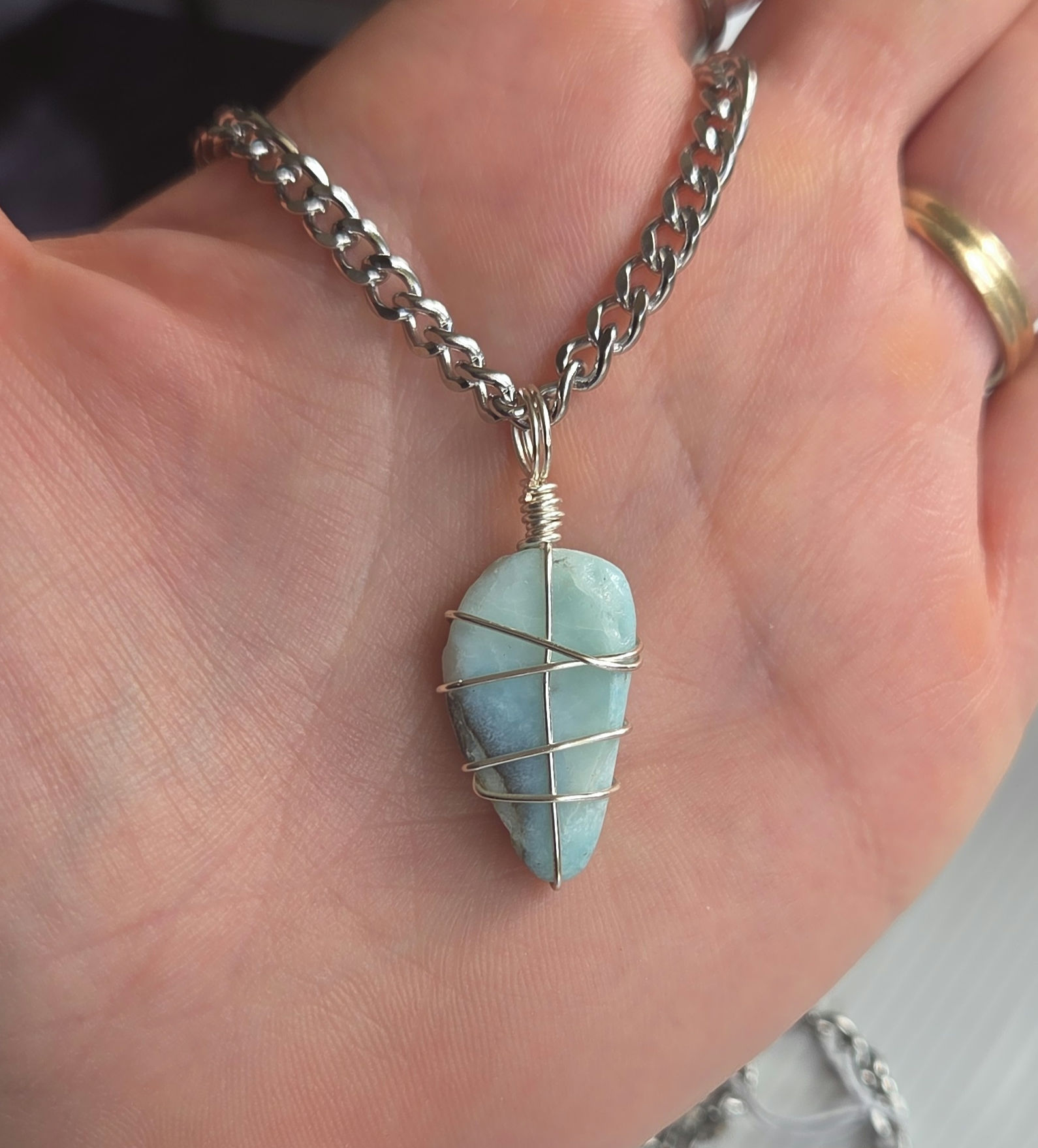 Larimar Poppy Chain - Silver (24"/61cm)