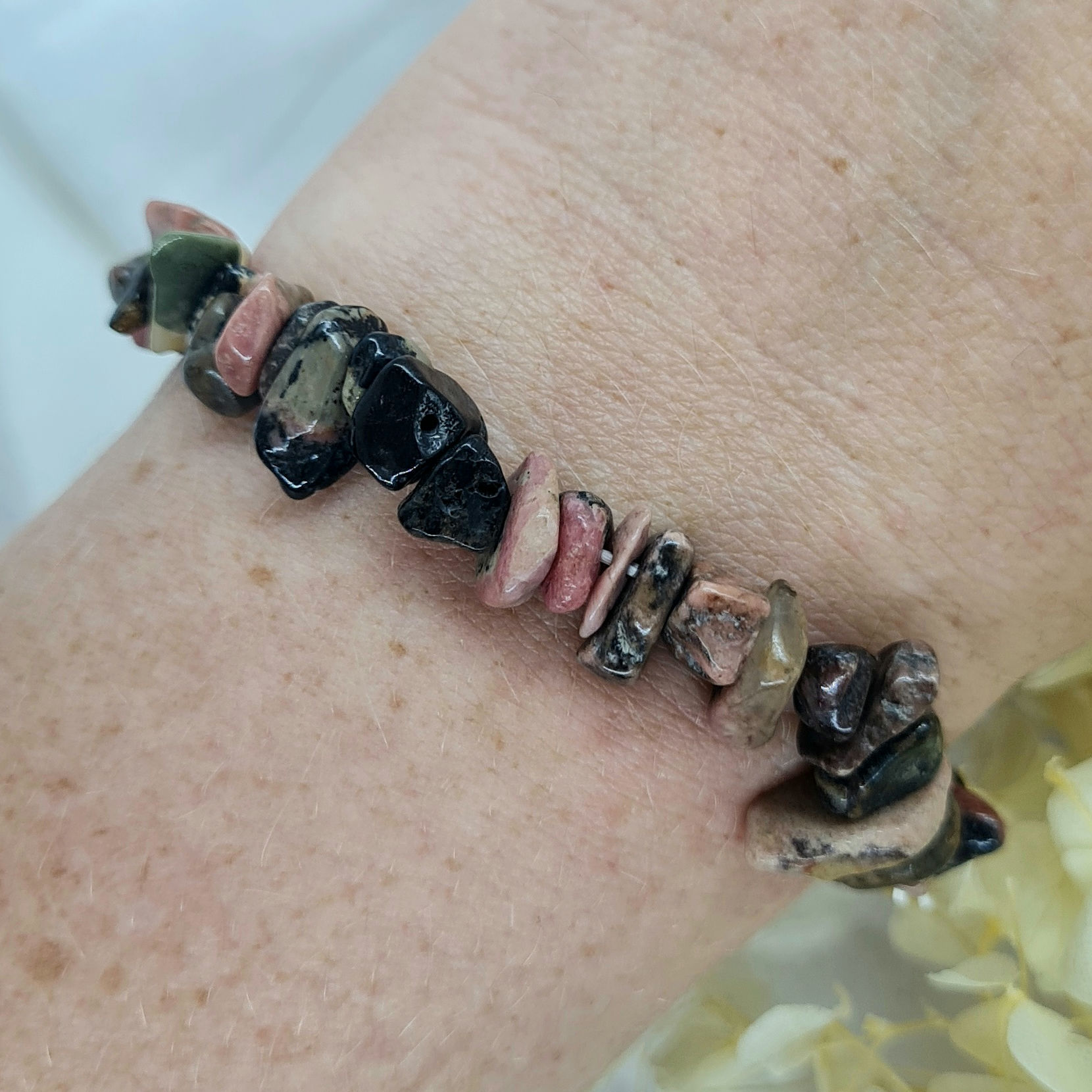 Rhodonite Chip Bracelet 
