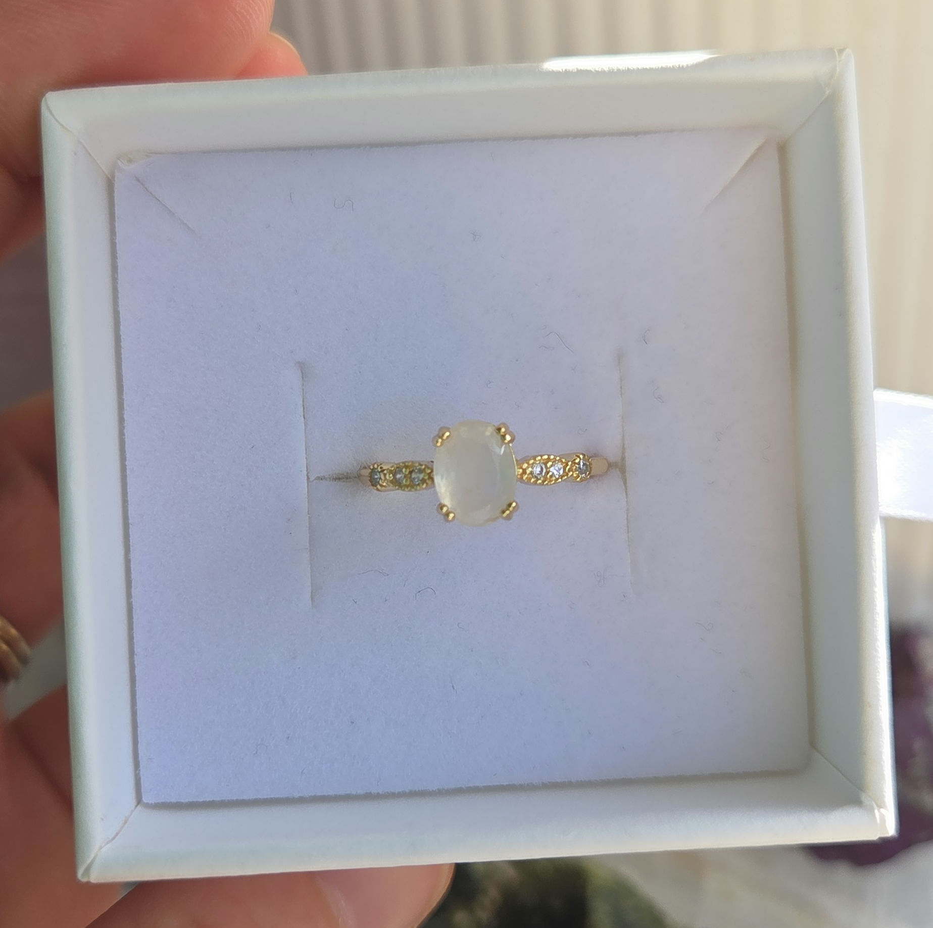 Rainbow Moonstone Ring - 18k Gold Plated (adjustable)