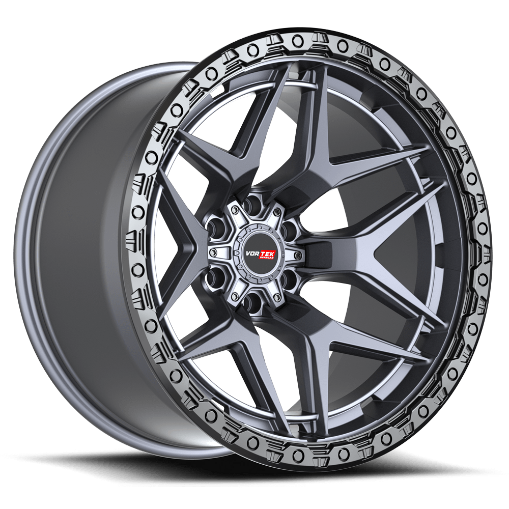 Vortek VRT-603 17x9 6x135 / 6x139.7 12 Matte Titanium With Black Bead Ring