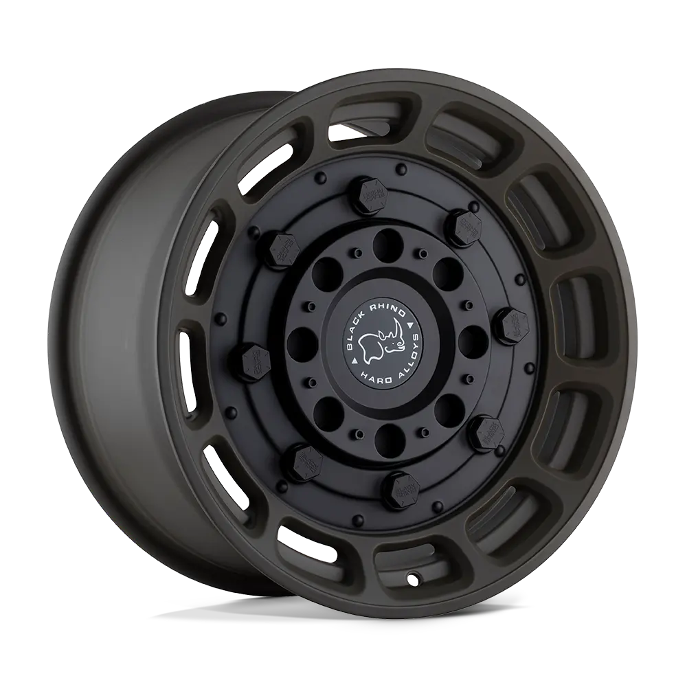BLACK RHINO WARTHOG MATTE OLIVE DAB GREEN WITH BLACK CENTER 20x9.5 +2