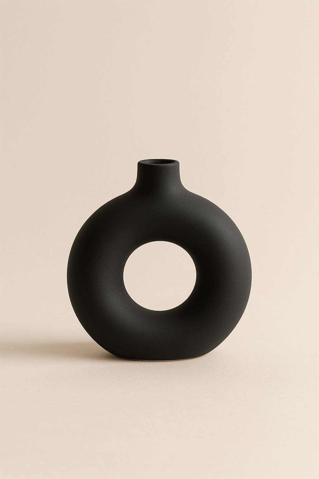 Donut Black Ceramic Vase