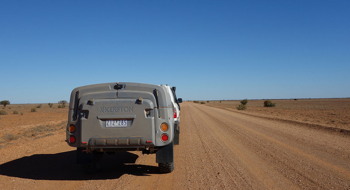 Kerfton camper in Australian outback dirt road