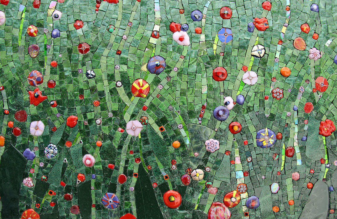 Vibrant mosaic of colorful flowers