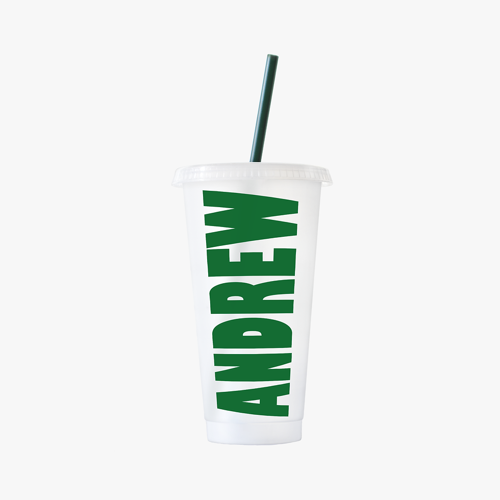 Personalised Frosted White Cold Cup with Straw