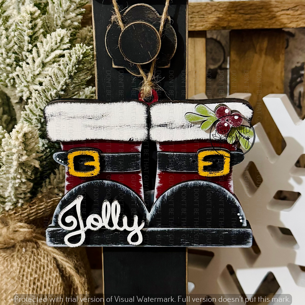 Thumbnail: Jolly Santa Boots Christmas Ornament | Layered Wood Holiday Ornament