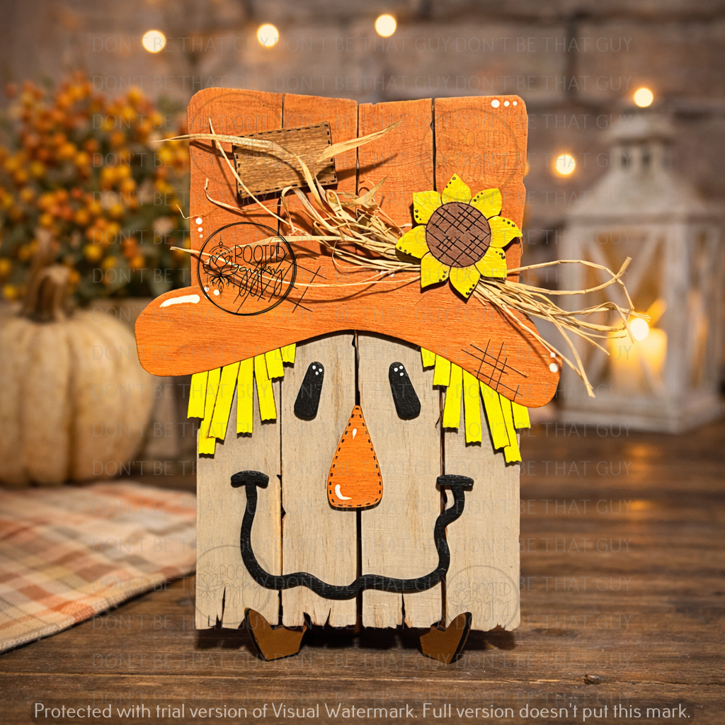 Faux Pallet Scarecrow Shelf Sitter