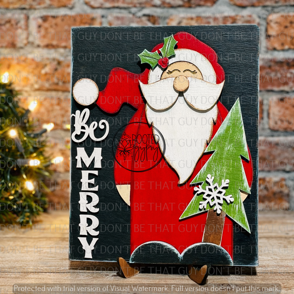 Be Merry Santa Sign Shelf Sitter