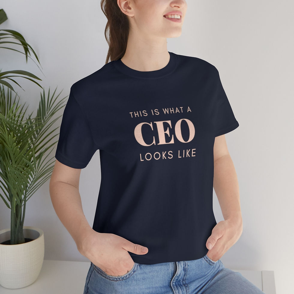 Thumbnail: "This is what a CEO looks like" Short Sleeve Tee (blush text + logo)