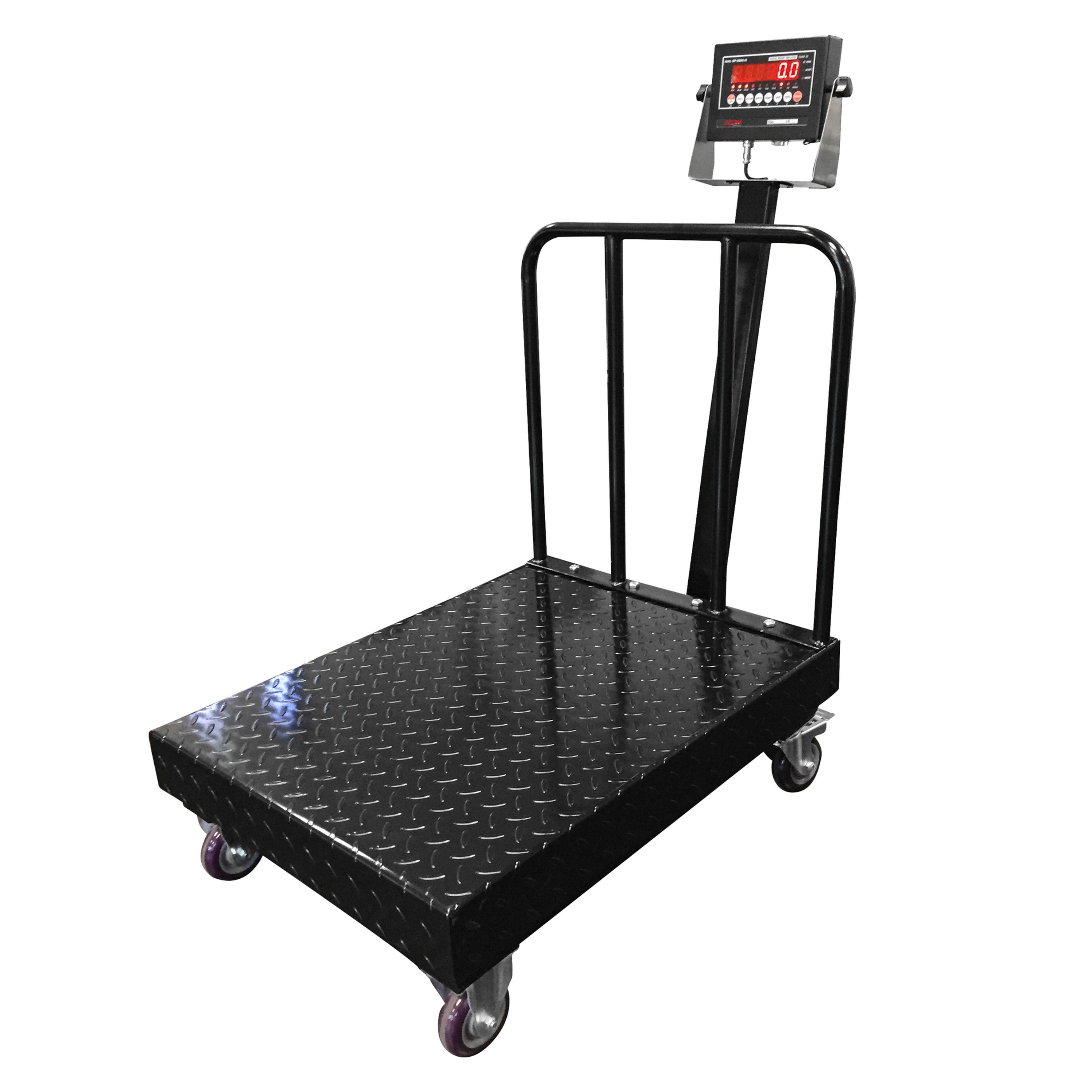 OP-915 Diamond Plate Bench Scale with Wheels and Backrail