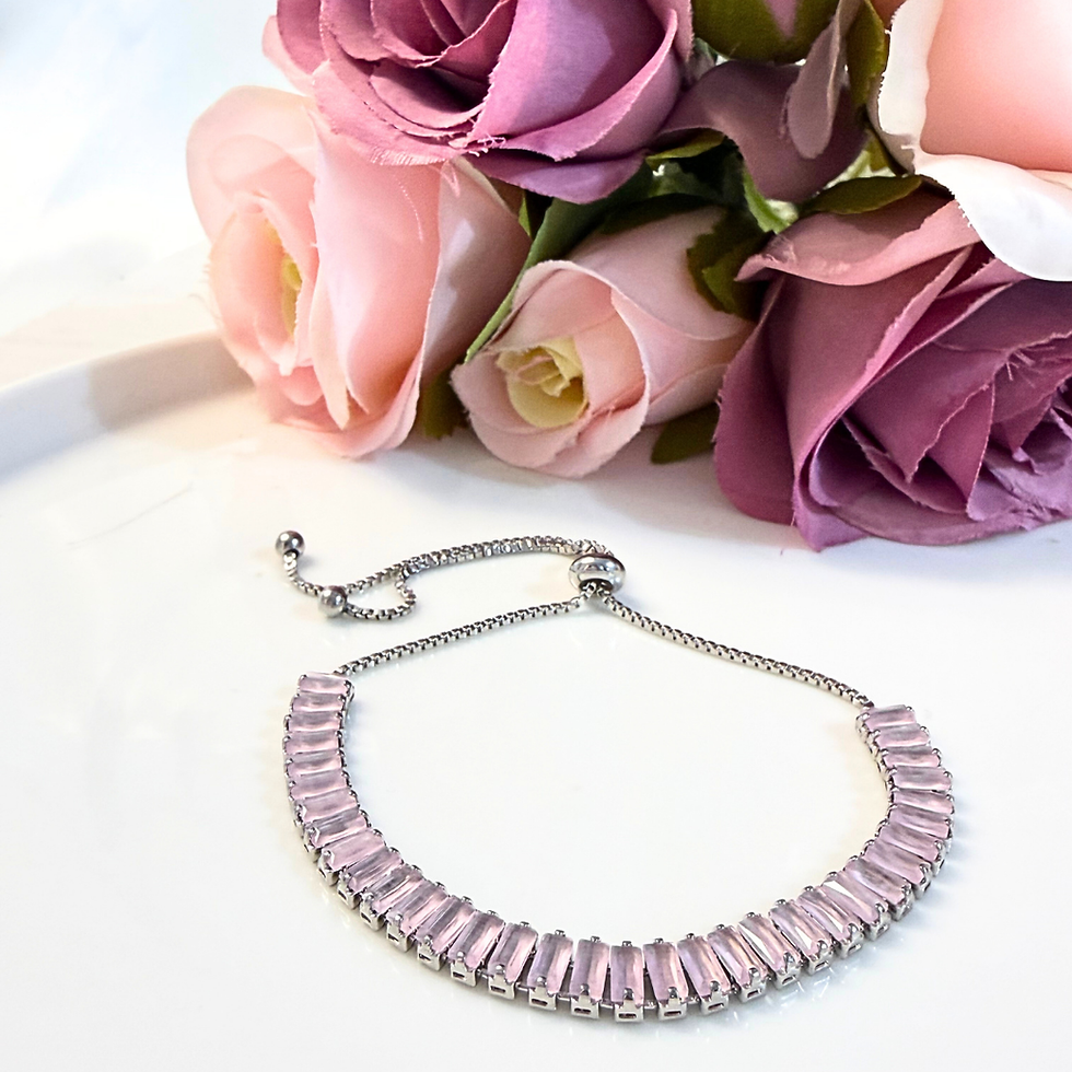 Miniatura: Pulsera Baguette Rosa Pastel Ajustable