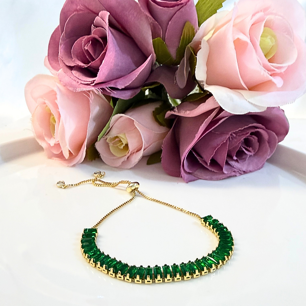 Miniatura: Pulsera Baguette Verde Esmeralda Ajustable