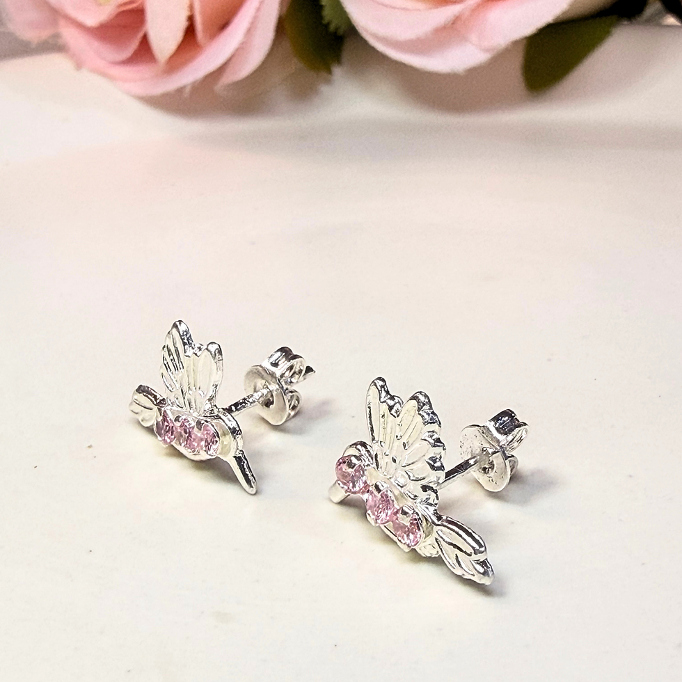 Miniatura: Aretes Colibrí piedras Rosas