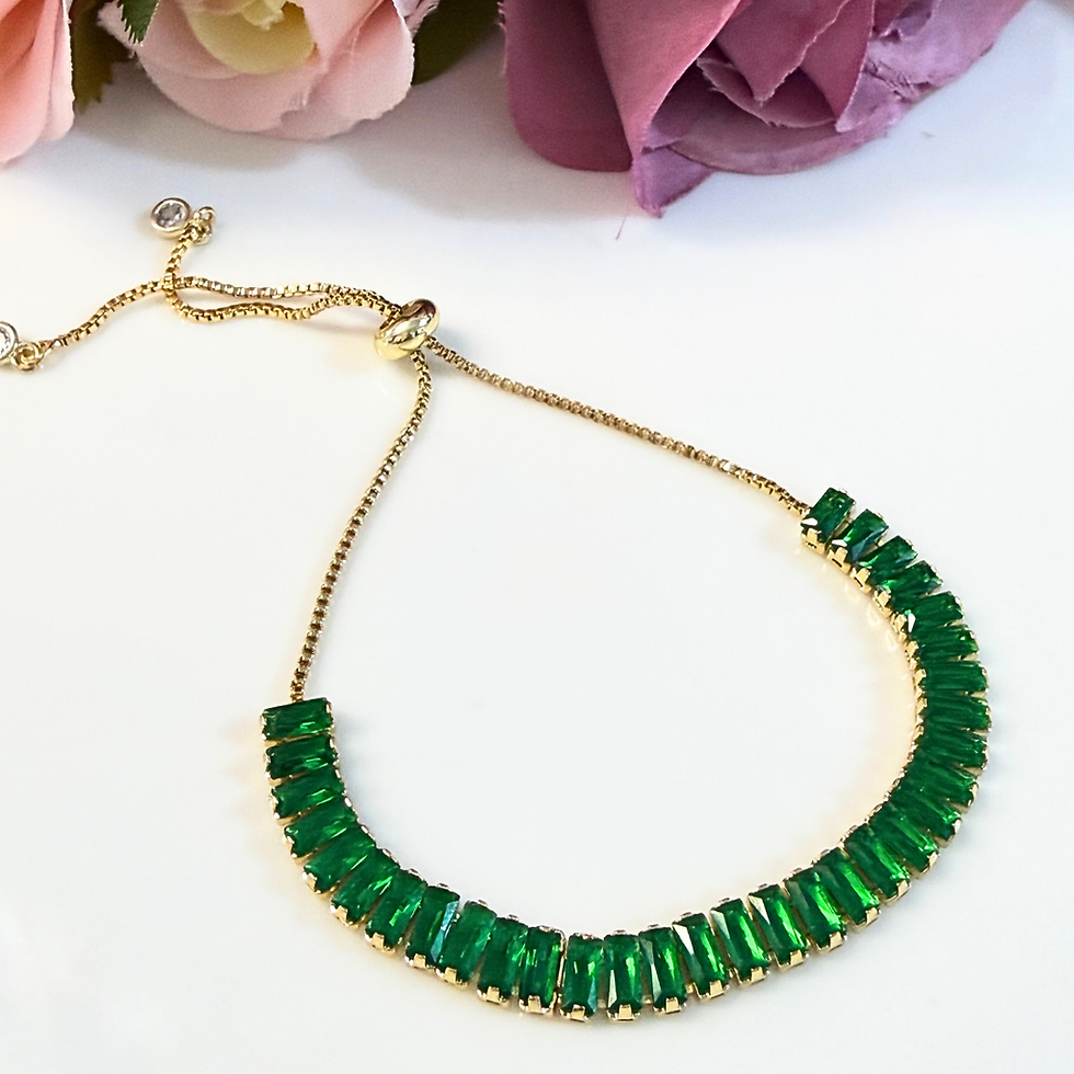 Miniatura: Pulsera Baguette Verde Esmeralda Ajustable