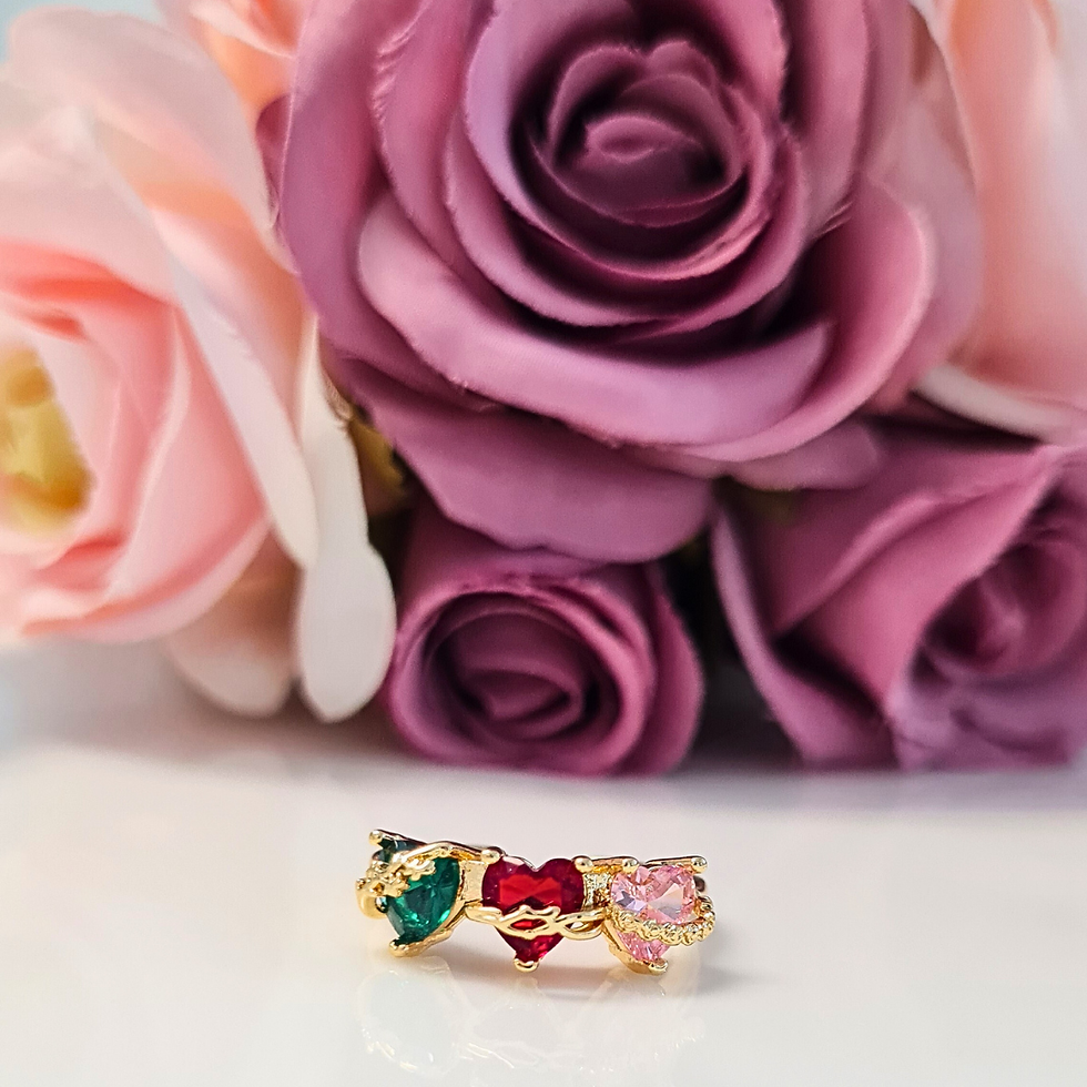 Miniatura: Anillo Triple Corazón de Colores