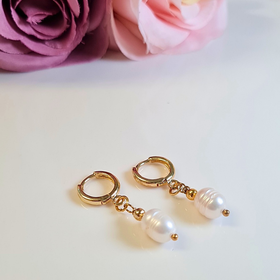 Miniatura: Arracadas con dije Perla