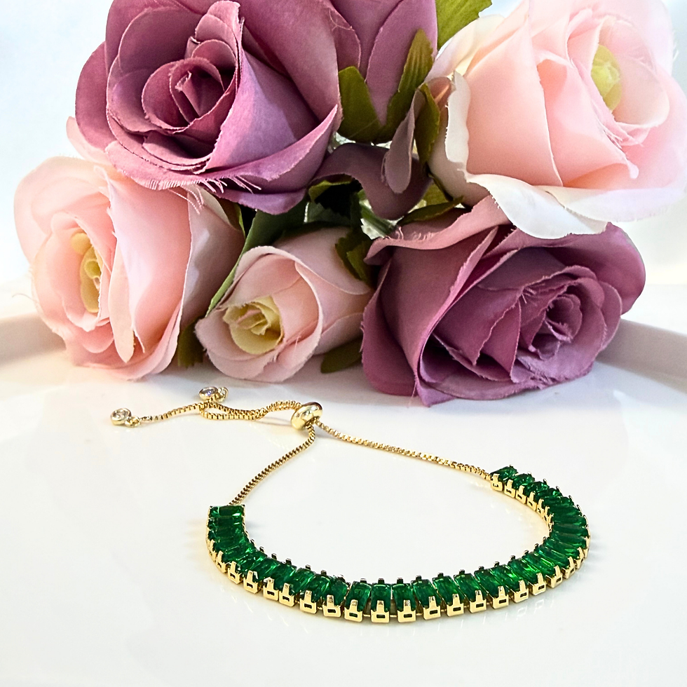 Miniatura: Pulsera Baguette Verde Esmeralda Ajustable