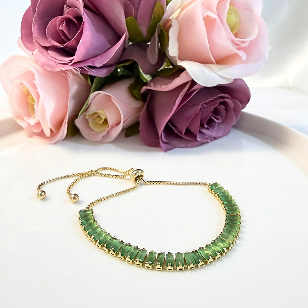 Miniatura: Pulsera Baguette Verde Limón Ajustable