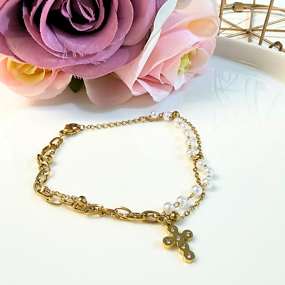 Miniatura: Pulsera Cruz con Perla