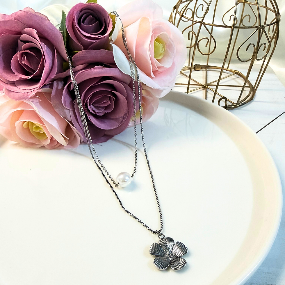 Miniatura: Gargantilla Flor con Perla