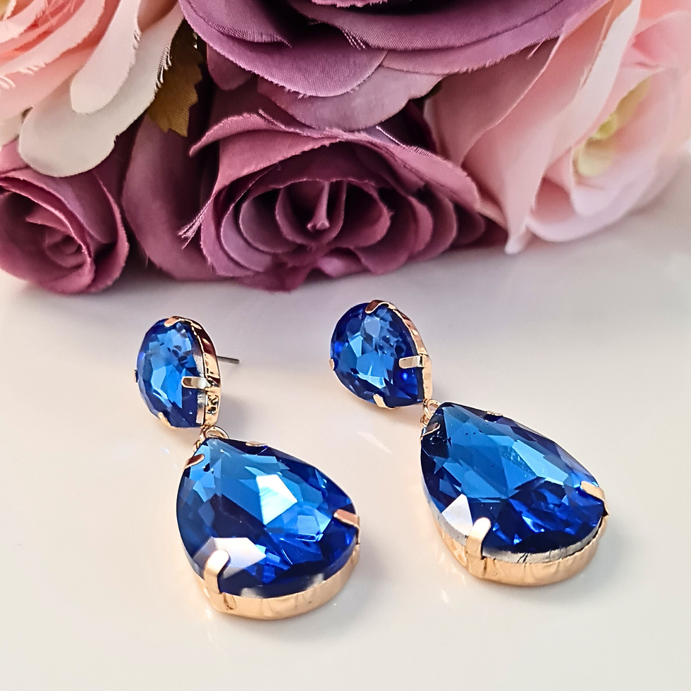 Miniatura: Aretes Gota Azul Rey