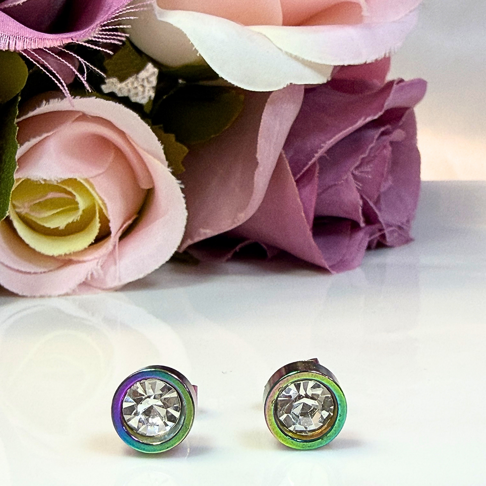 Miniatura: Arete Aurea Zirconia Tornasol Plateado