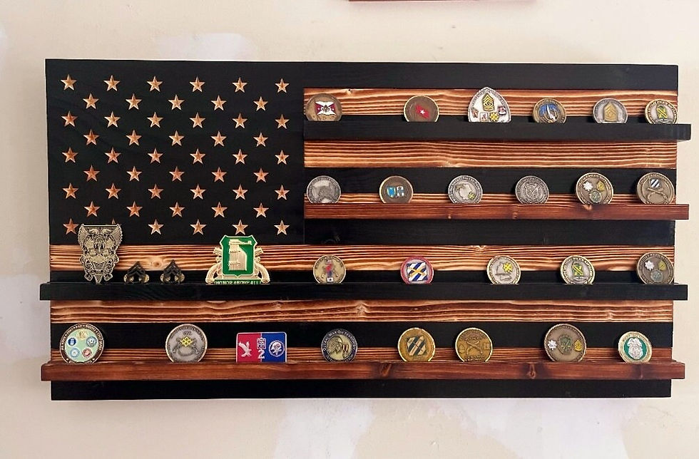 Thumbnail: Small American Challenge Coin Display Flag, Holds up to 48 coins