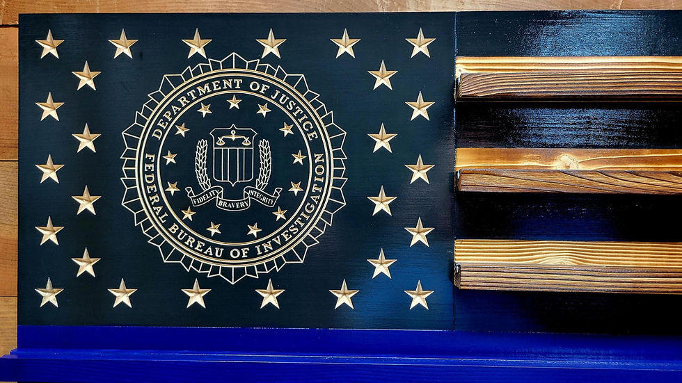Thumbnail: FBI Seal Thin Blue Line Challenge Coin Display Flag, Holds 9