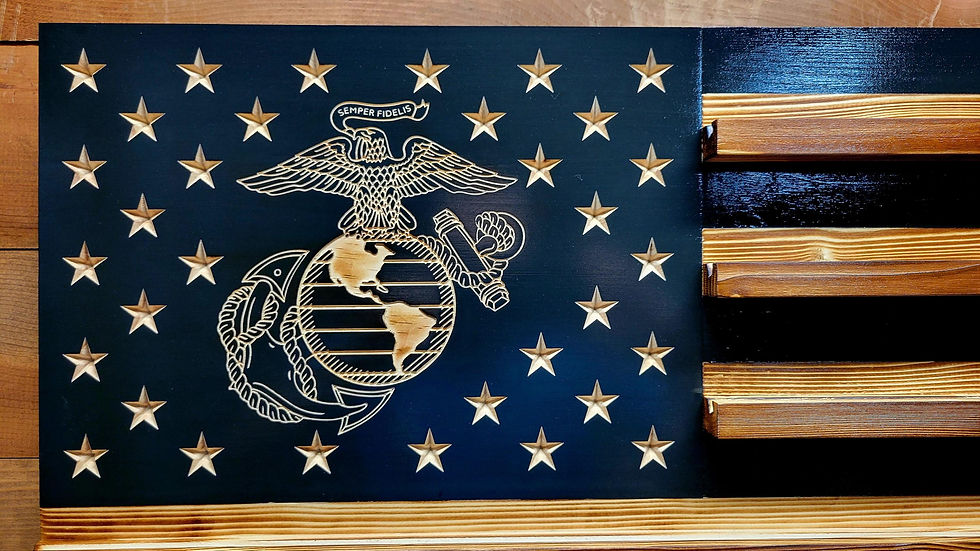 Thumbnail: Subdued USMC Marines Challenge Coin Display Flag, Holds 90-100 Coins