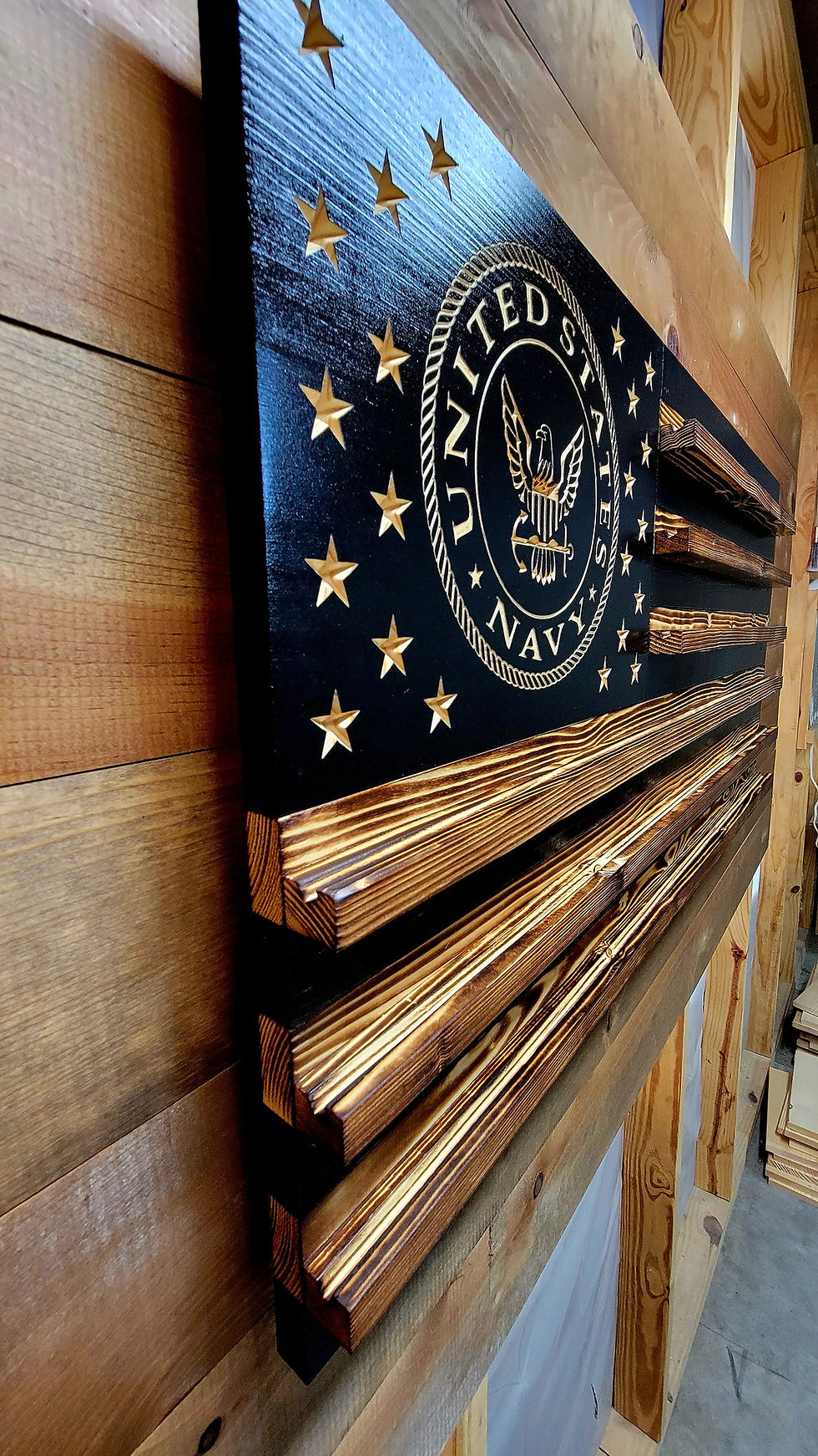 Thumbnail: U.S. Navy Challenge Coin Display Flag, Holds 90-100 Coins