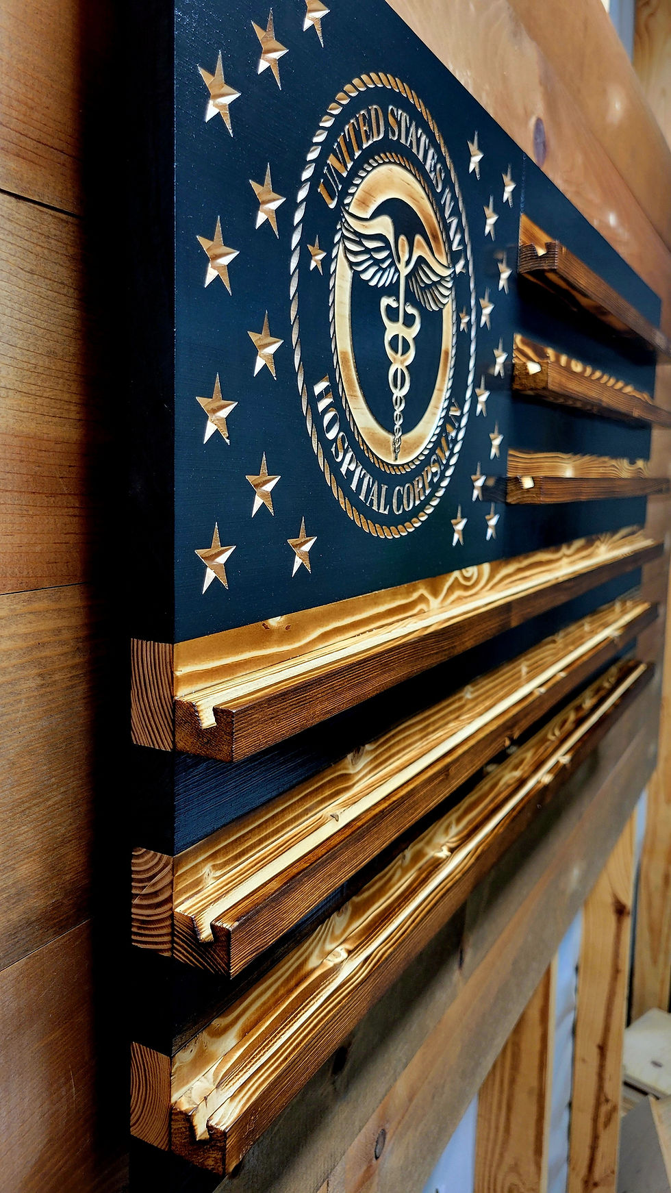 Thumbnail: U.S. Navy Hospital Corpsman Challenge Coin Display Flag, Holds 90-100 Coins