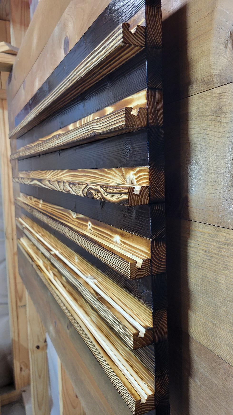 Thumbnail: Charred Natural Finish Wooden Challenge Coin Display, Holds 100-120 Coins, High