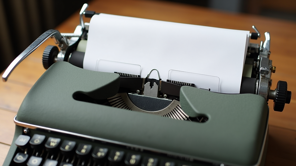 Close-up view of a vintage typewriter with a blank sheet of paper