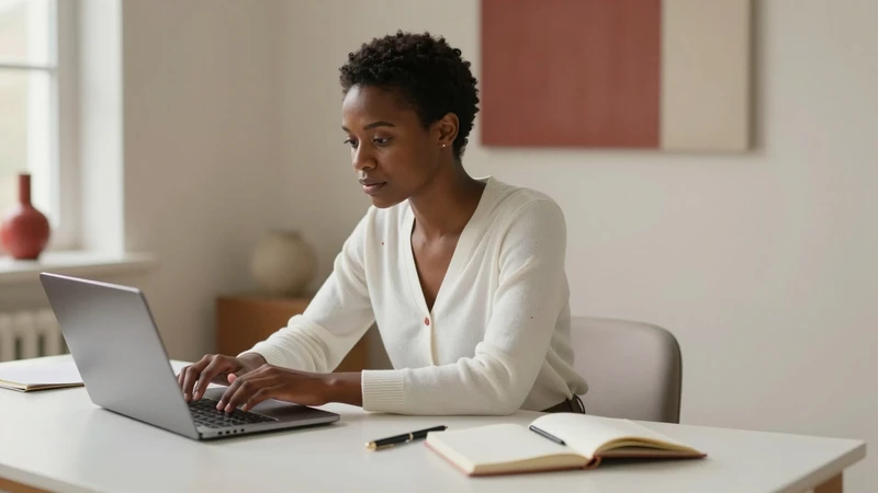 Woman typing on laptop