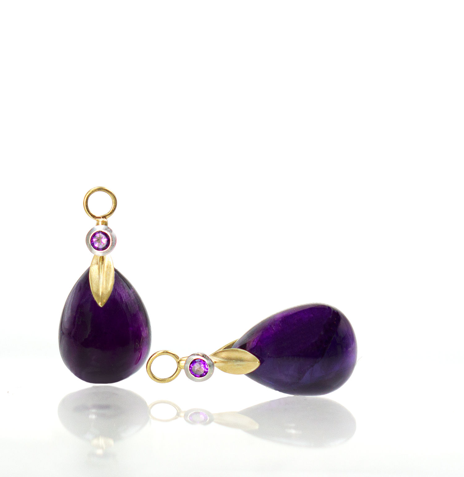 amethyst leaf drops in 18kt and platinum