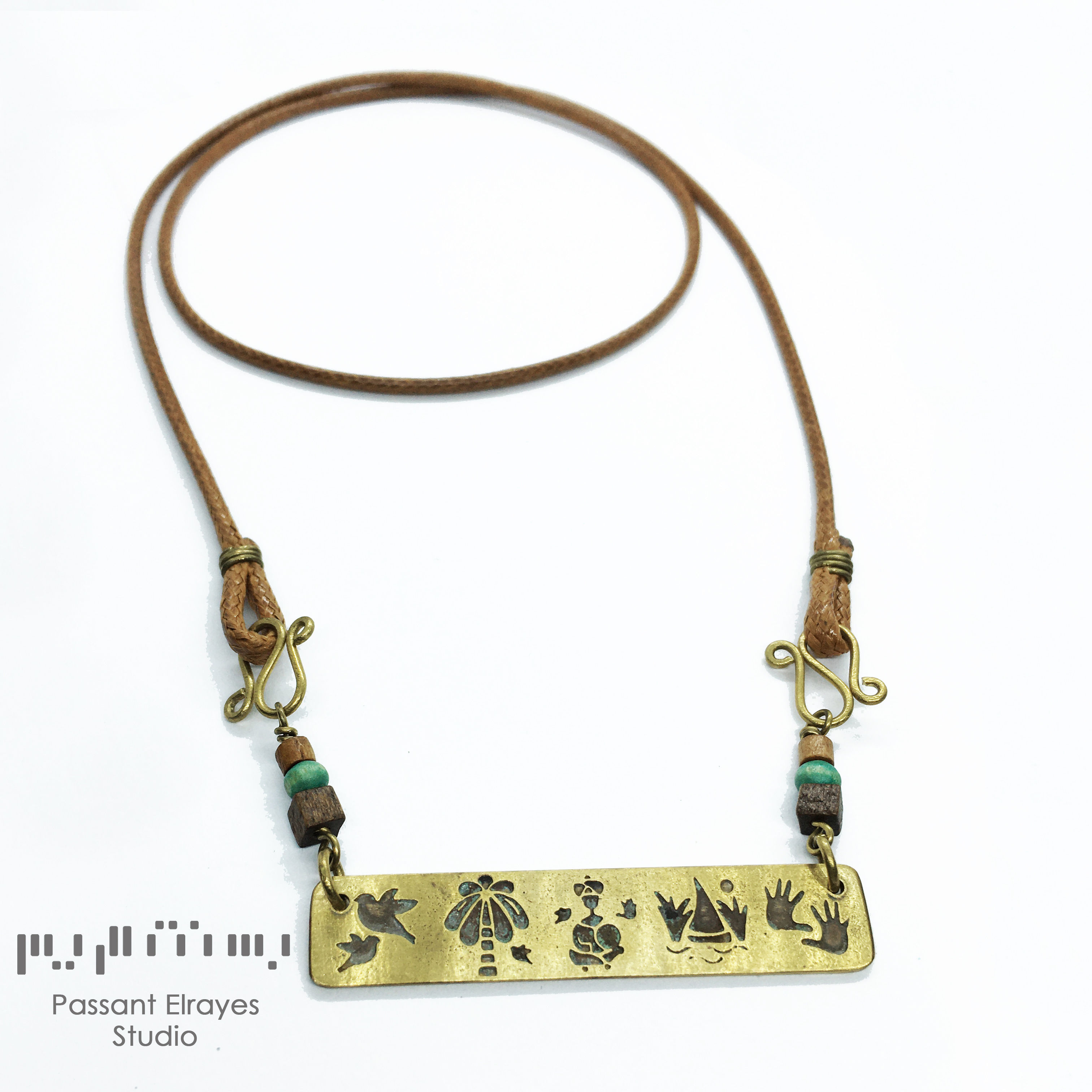 Nubian patterns Brass necklace