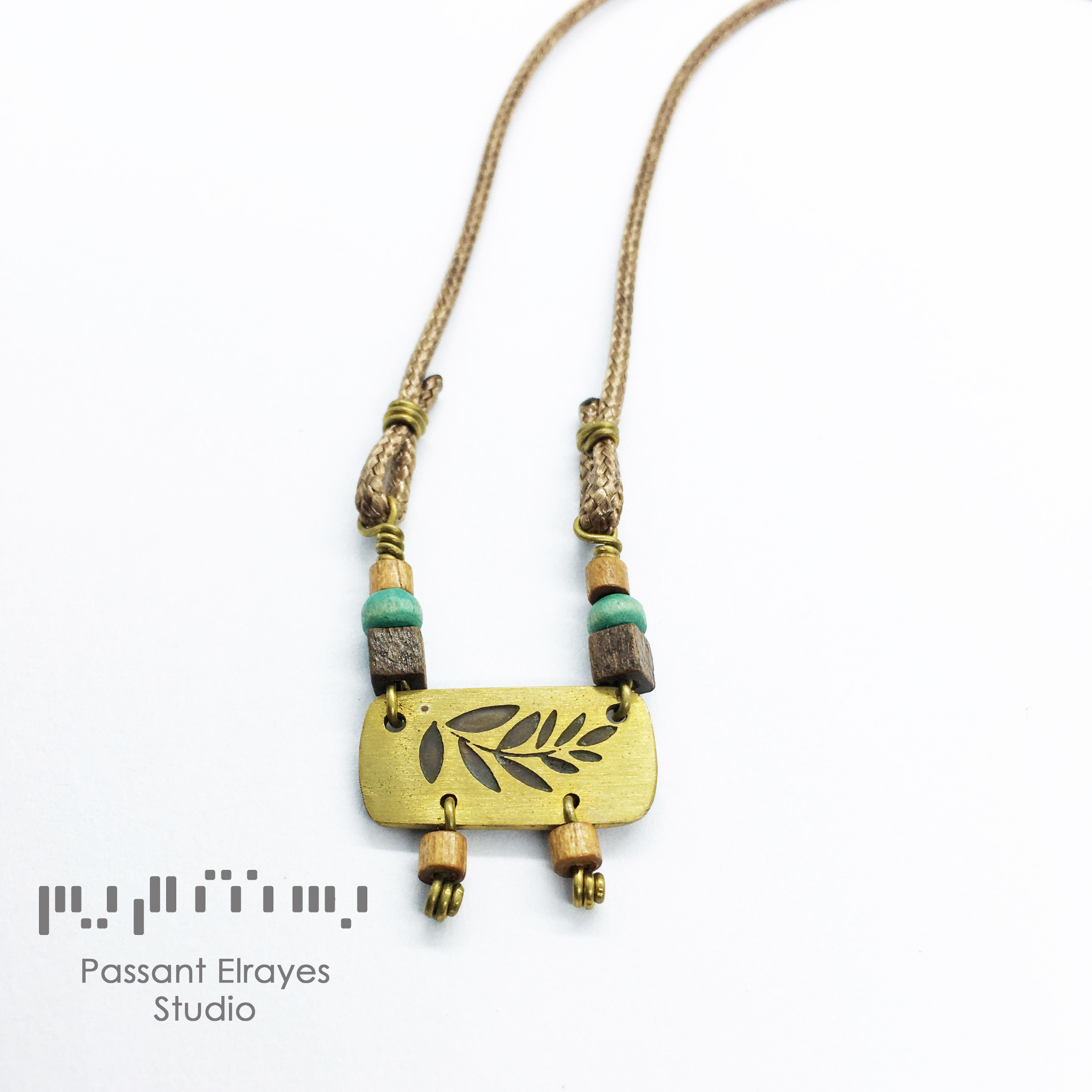 Leaf engraved Brass necklace