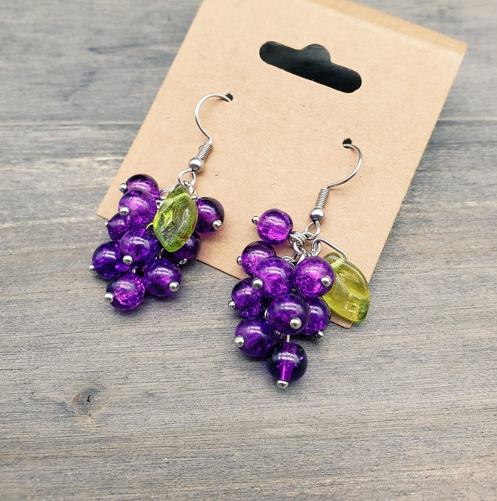 Nibs' grape earrings.