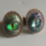 Rings with dragon eye cabochons in a copper setting