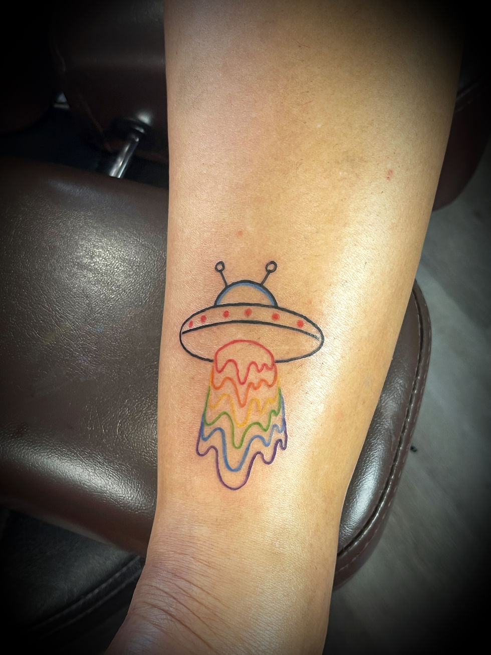 Pride Rainbow Alien Ship Tattoo