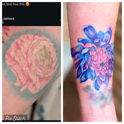 Color Flower Coverup tattoo by Ciara Meyer