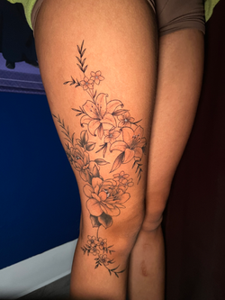 Floral Black and gray on dark skin